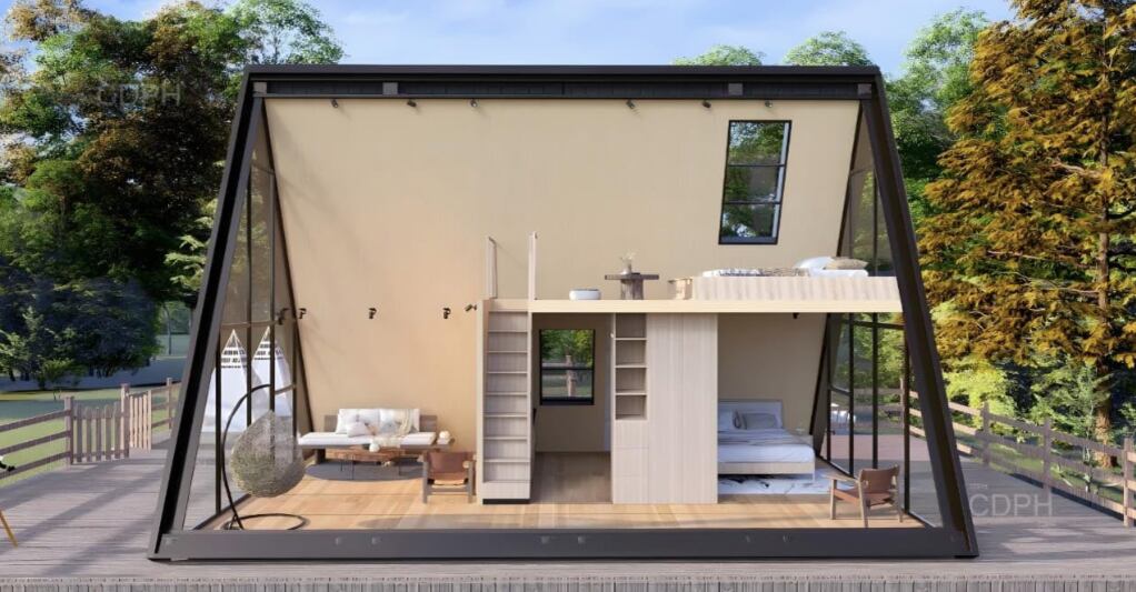 Una de las opciones más económicas que puedes encontrar es la casa prefabricada genérica moderna con estructura en forma de A (Foto: Amazon)