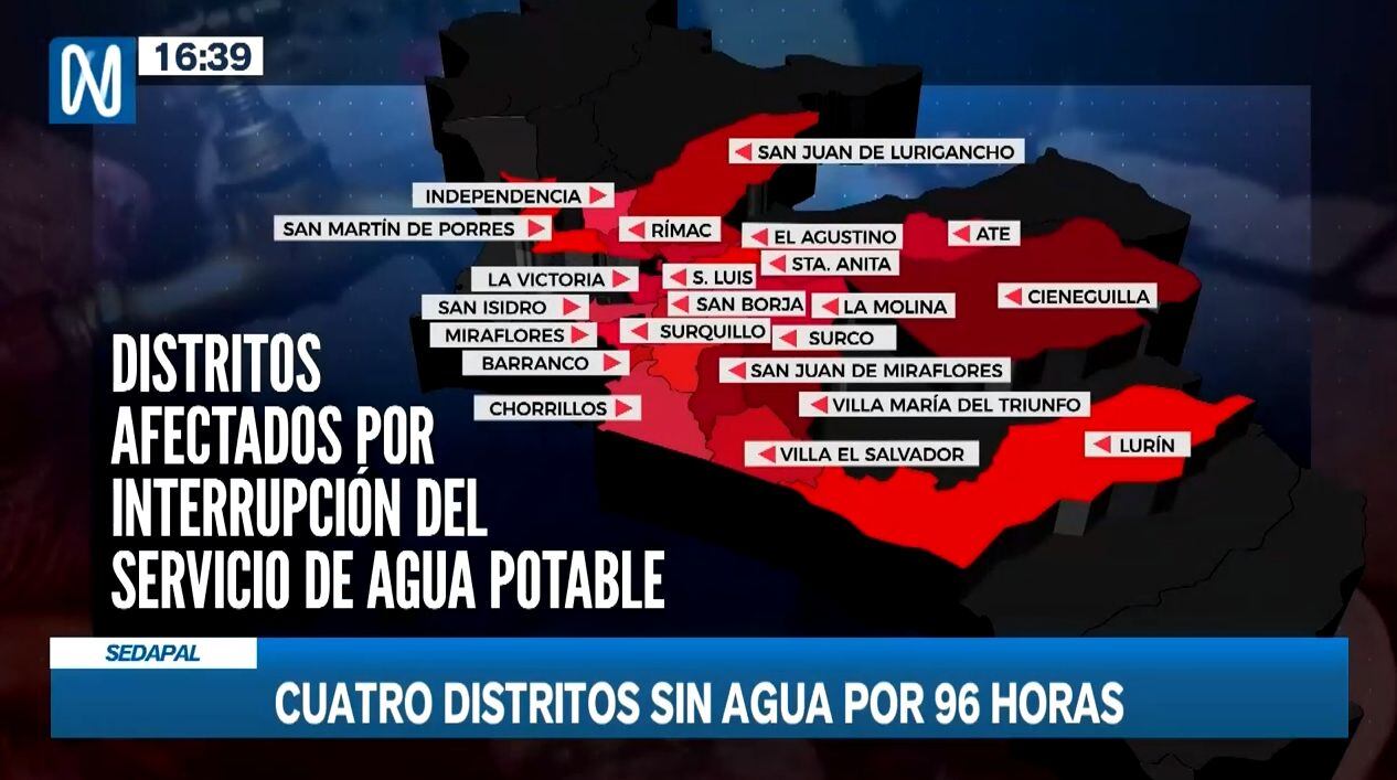 Además, apuntó que en los demás distritos se normalizará en 24 o 48 horas y que cuentan con un plan de contingencia.