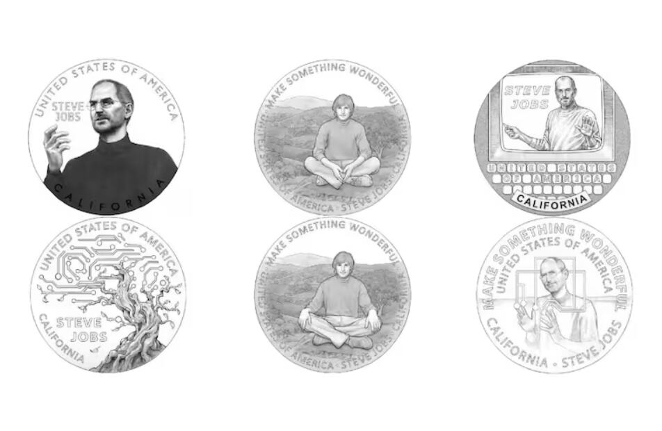 Estos son los posibles diseños para homenajear a Steve Jobs en la moneda de 1 dólar (Foto: U.S. Mint)