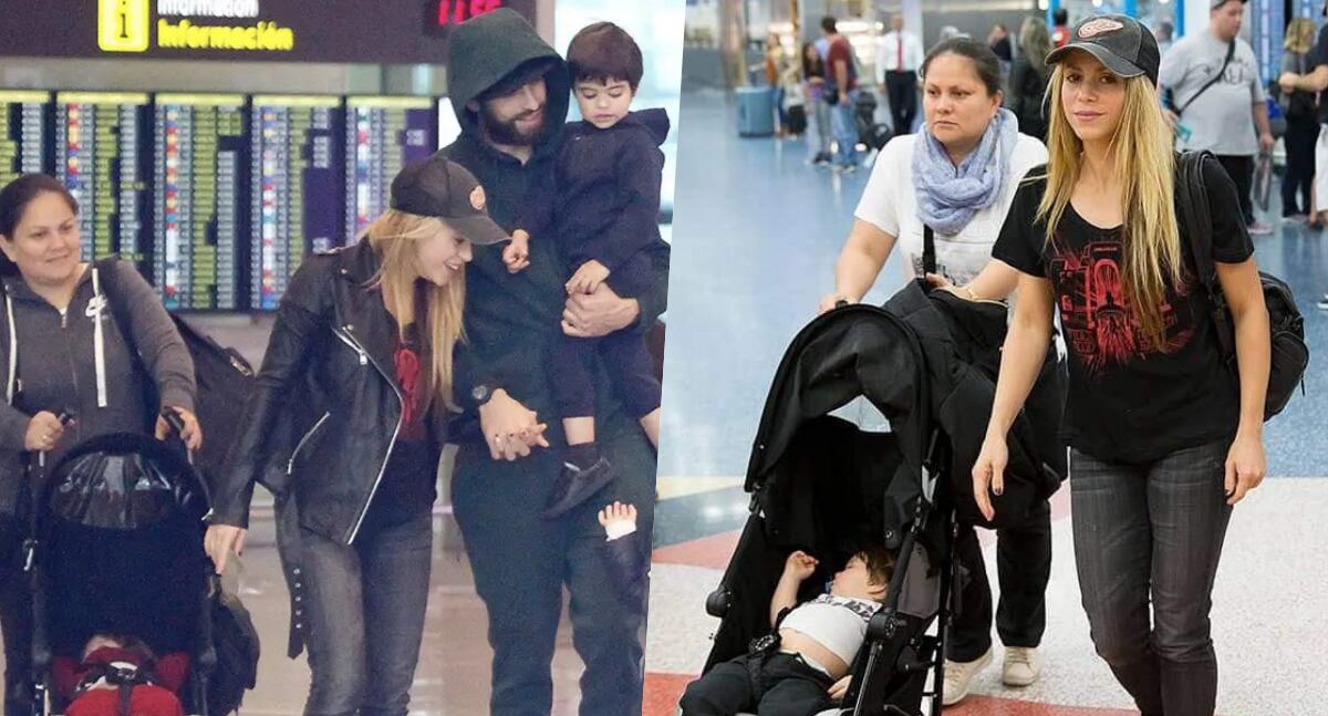 Lili Melgar, en su papel de niñera, junto a Shakira y Piqué.