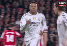 ¡Imparable! Kylian Mbappé marcó el 1-0 de Real Madrid vs. Athletic Club en San Mamés | VIDEO