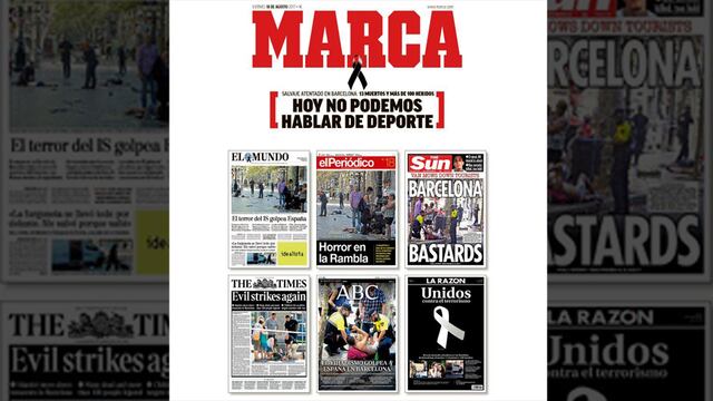 Los diarios deportivos se ponen de luto por el atentado en Barcelona [FOTOS]