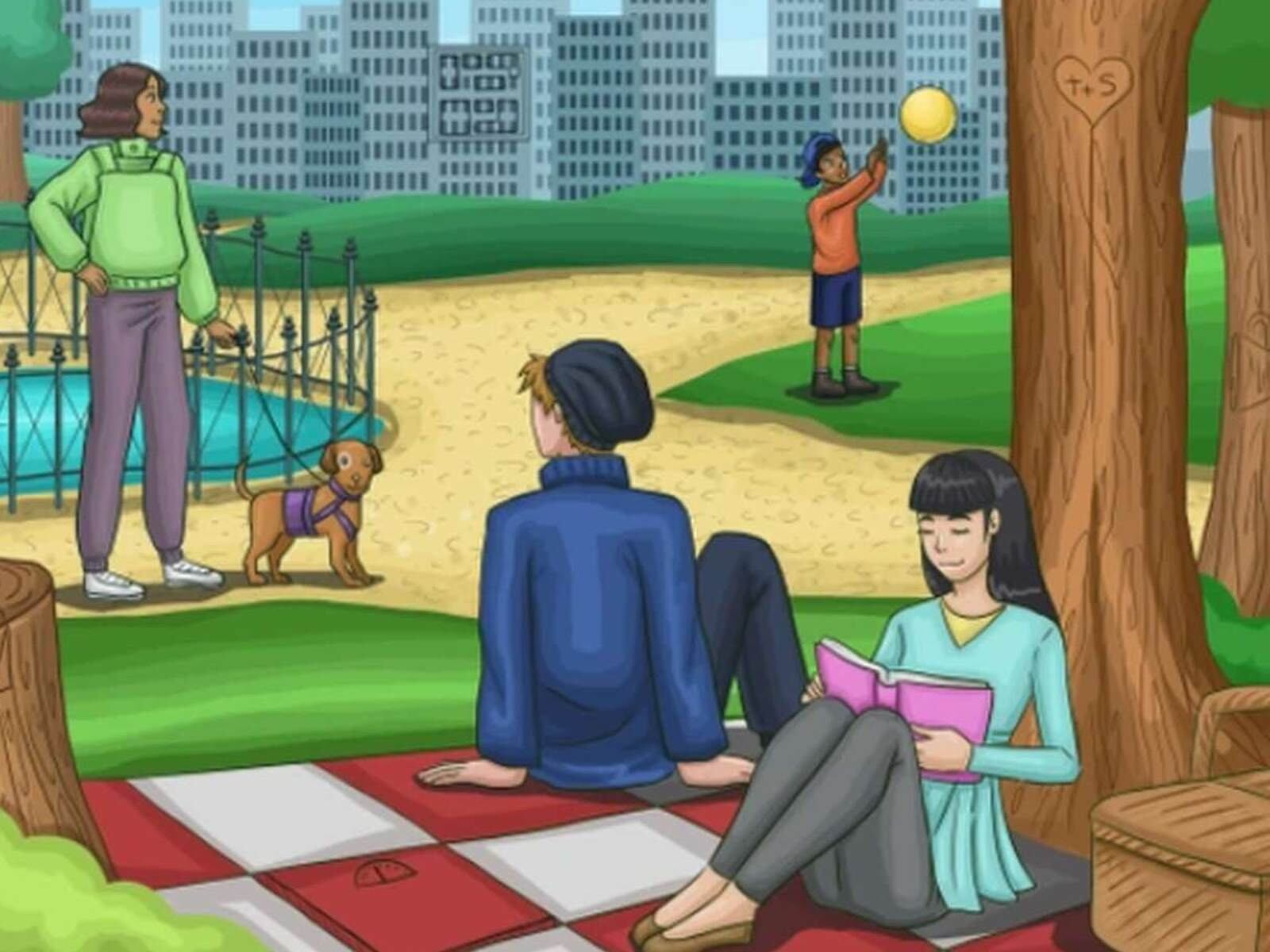 RETO VISUAL | En esta imagen puedes apreciar a varias personas realizando distintas actividades en un parque. (Foto: genial.guru)