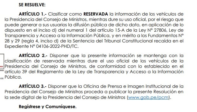 Resolución de la PCM