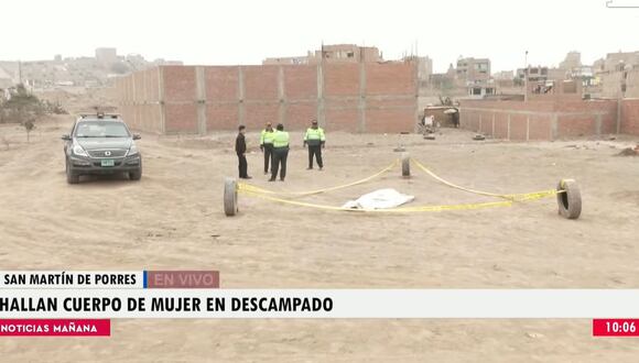 El cuerpo de una mujer fue hallado en un descampado de San Martín de Porres. (Foto: TV Perú Noticias)