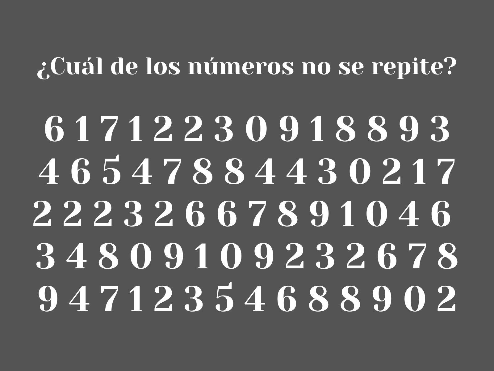 Reto visual: Usa tu capacidad visual para detectar el número que no se repite. (Creación: Mag)