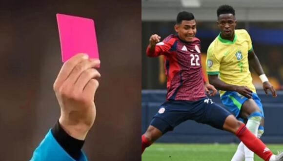 Se usó por primera vez a tarjeta rosa en la Copa América en el empate de Brasil vs. Costa Rica: ¿en qué situación se dio? (Foto: AFP -composición GEC)