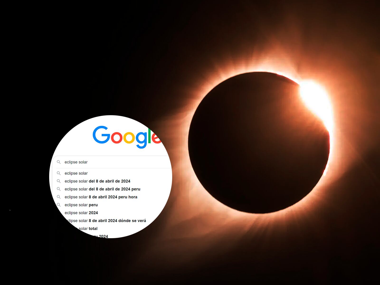 GOOGLE | ¿Ya lo viste? Aquí te digo todo lo que ocurre si buscar "Eclipse solar" en Google. (Foto: MAG - Composición)