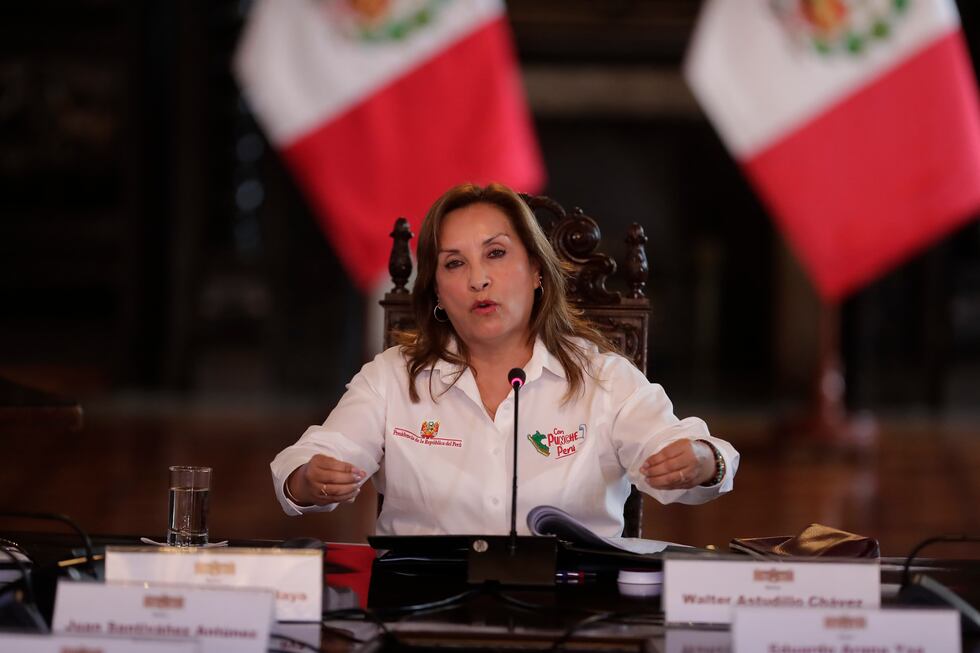 Dina Boluarte en conferencia de prensa el 22 de octubre del 2024. (Foto: GEC)