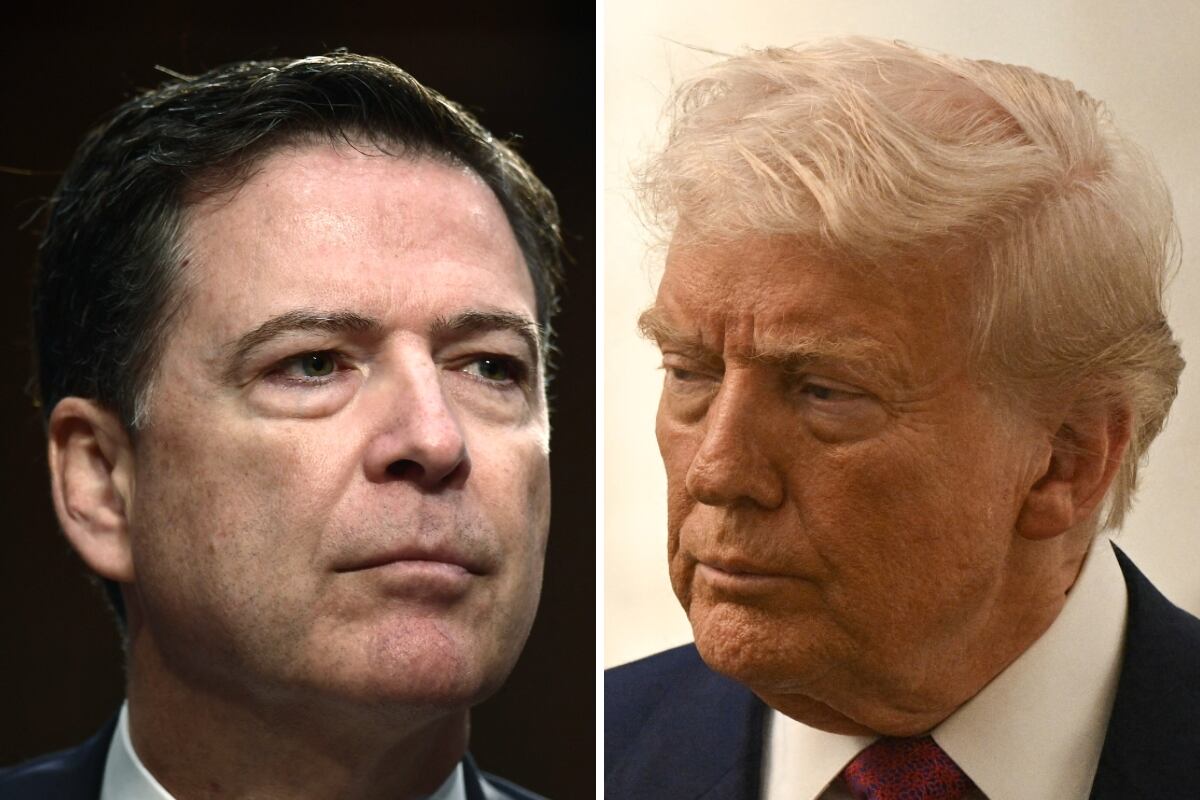 El exdirector del FBI, James Comey; y el presidente de Estados Unidos, Donald Trump. (Fotos de Brendan SMIALOWSKI / AFP)