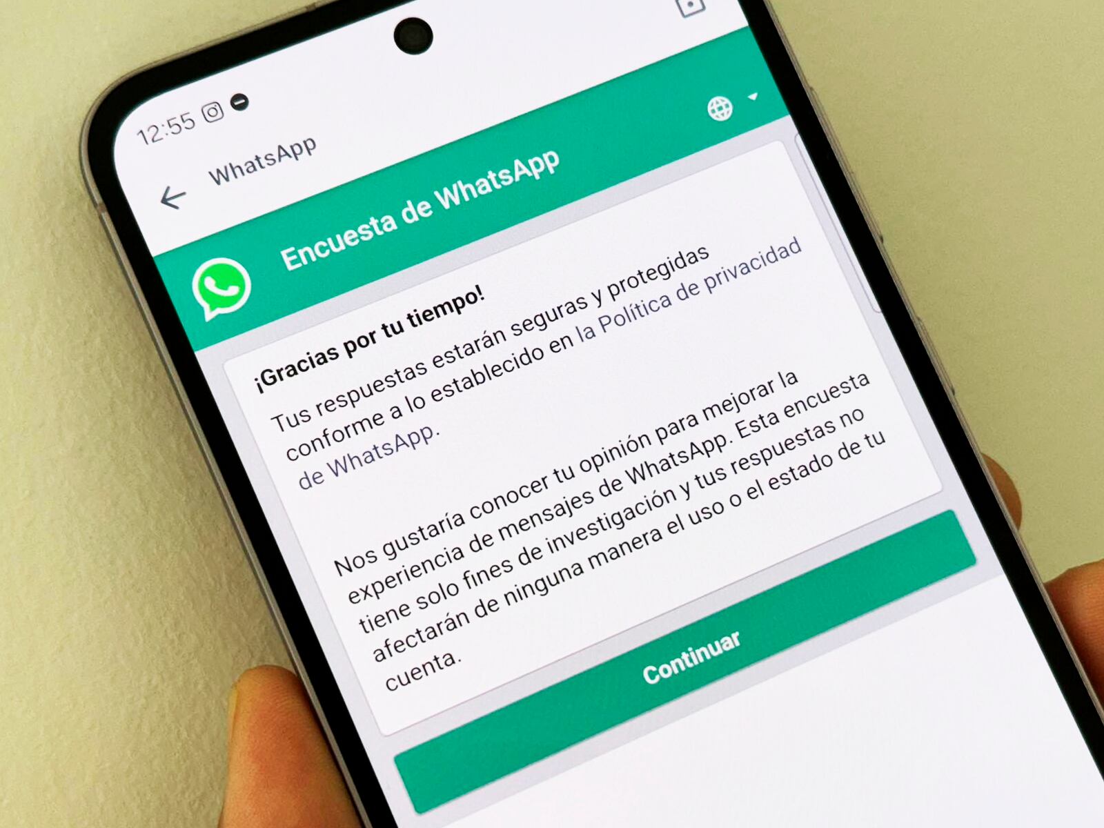 WHATSAPP | Esta es la famosa encuesta de WhatsApp Surveys. (Foto: MAG - Rommel Yupanqui)