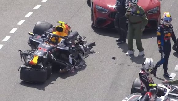 Checo Pérez sufre fuerte accidente y su auto queda destrozado | VIDEO