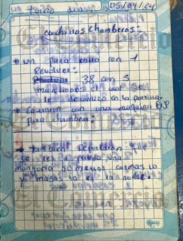 En los socavones controlados por la minería ilegal del oro de Pataz se han encontrado libretas que describen turnos y las armas que se usan.