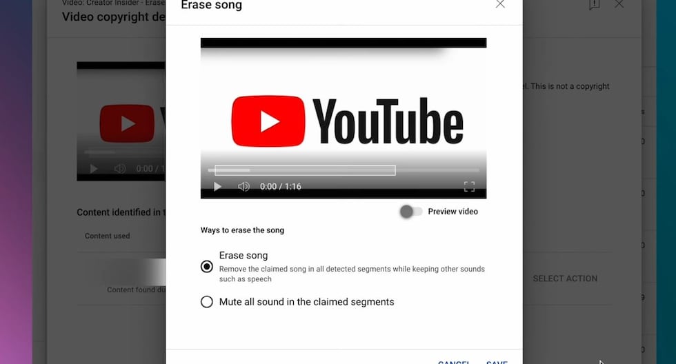 YouTube Studio-ийн шинэ онцлог нь зохиогчийн эрхээр хамгаалагдсан хөгжмийн дууг хааж, бусад дууг өөрчлөхгүй