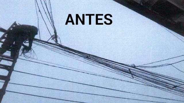 Retiran 'telarañas' de cables de varias cuadras de la avenida Aviación