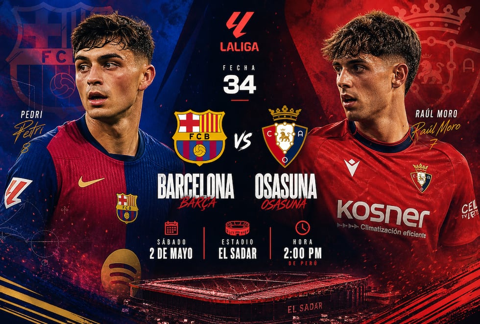 Revisa qué canales transmiten el partido de Barcelona vs Osasuna y los horarios para verlo por la fecha 34 de LaLiga EA Sports desde el estadio El Sadar.