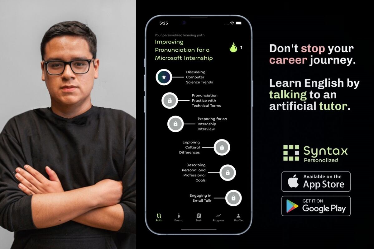 Alexander Morales Panitz cuenta que la idea de Syntax nació por una motivación personal, pues en entrevistas de trabajo para empresas en Estados Unidos sentían la necesidad de prepararse para entender diversidad de acentos y poder comunicarse.