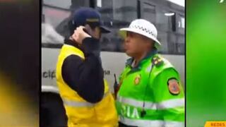 Inspectoría PNP investiga a policía que escupió a inspector de tránsito | VIDEO