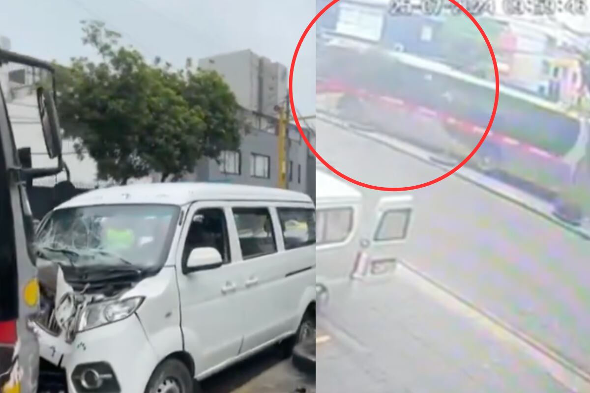 Cámaras de seguridad captaron el preciso instante del accidente en Miraflores este jueves 25 de julio. Foto: composición EC/captura Canal N/difusión