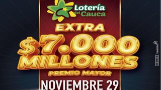 Resultados del Sorteo Extra de la Lotería del Cauca del martes 29 de noviembre