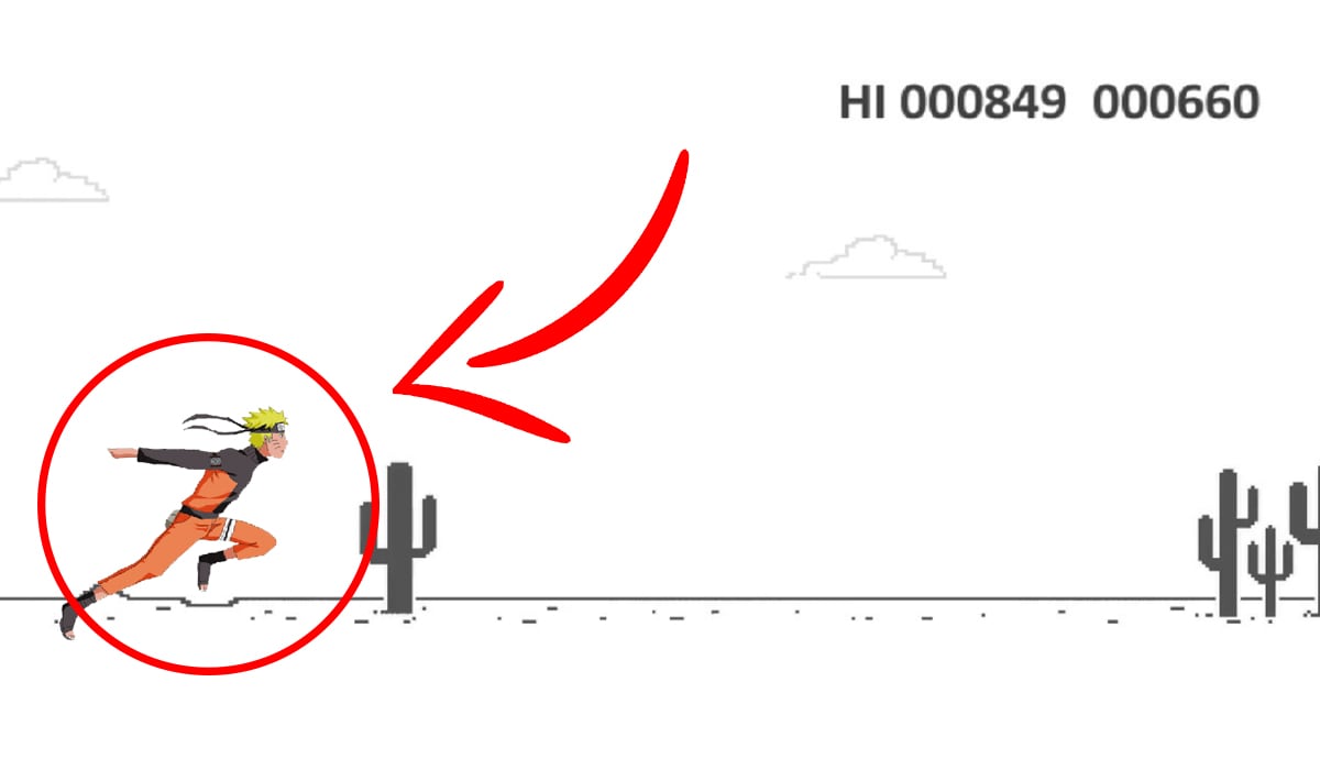 Ya puedes obtener a Naruto y reemplazar a T-Rex en su popular juego offline del dinosaurio. (Foto: Google Chrome)