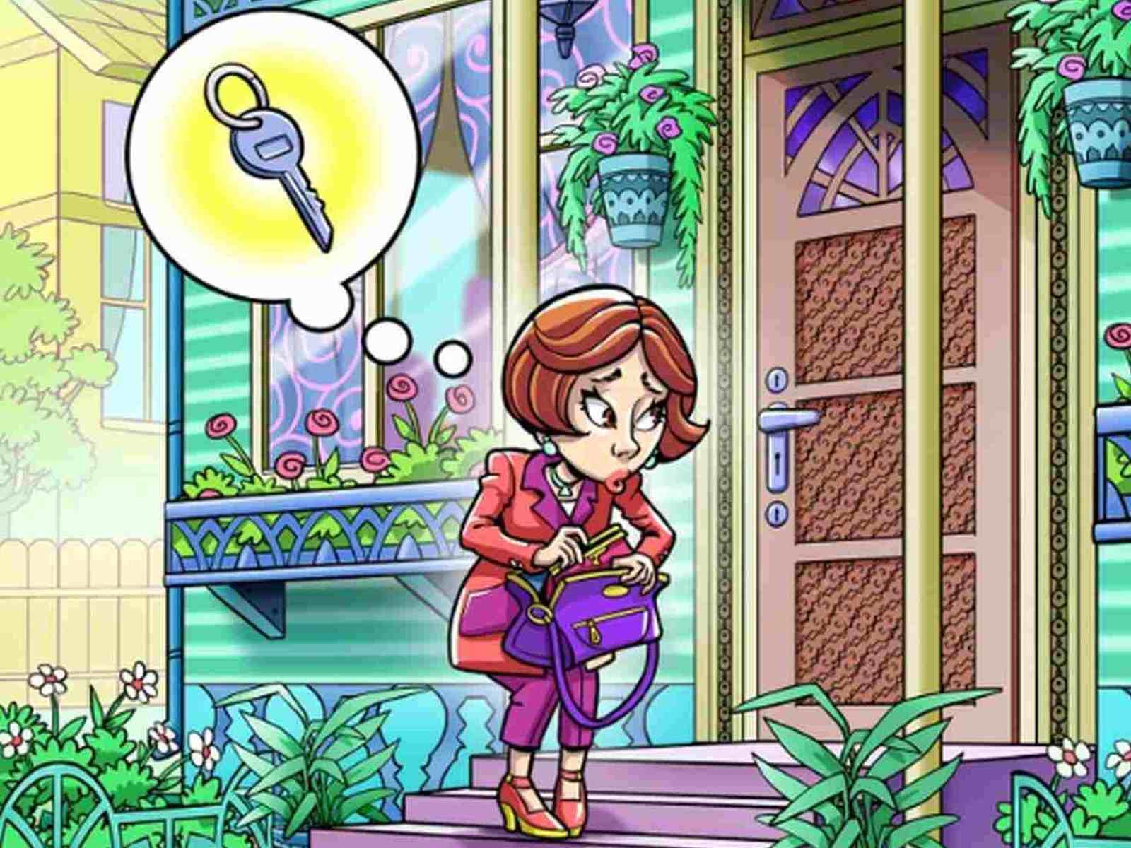 RETO VISUAL | En esta imagen se aprecia a una mujer que no sabe dónde está la llave de la puerta de su casa. (Foto: genial.guru)