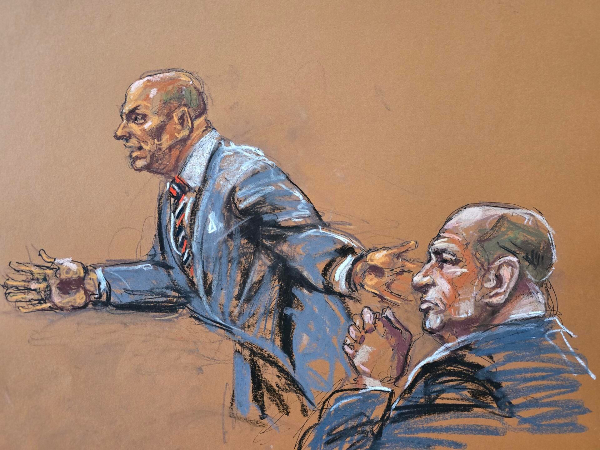 La defensa de Harvey Weinstein comenzó la jornada de alegatos iniciales en el nuevo juicio penal por dos cargos de abuso sexual y otro de violación en tercer grado que enfrenta el exmagnate del cine en Nueva York, definiendo a las víctimas como "amigas con derechos". EFE/Jane Rosenberg