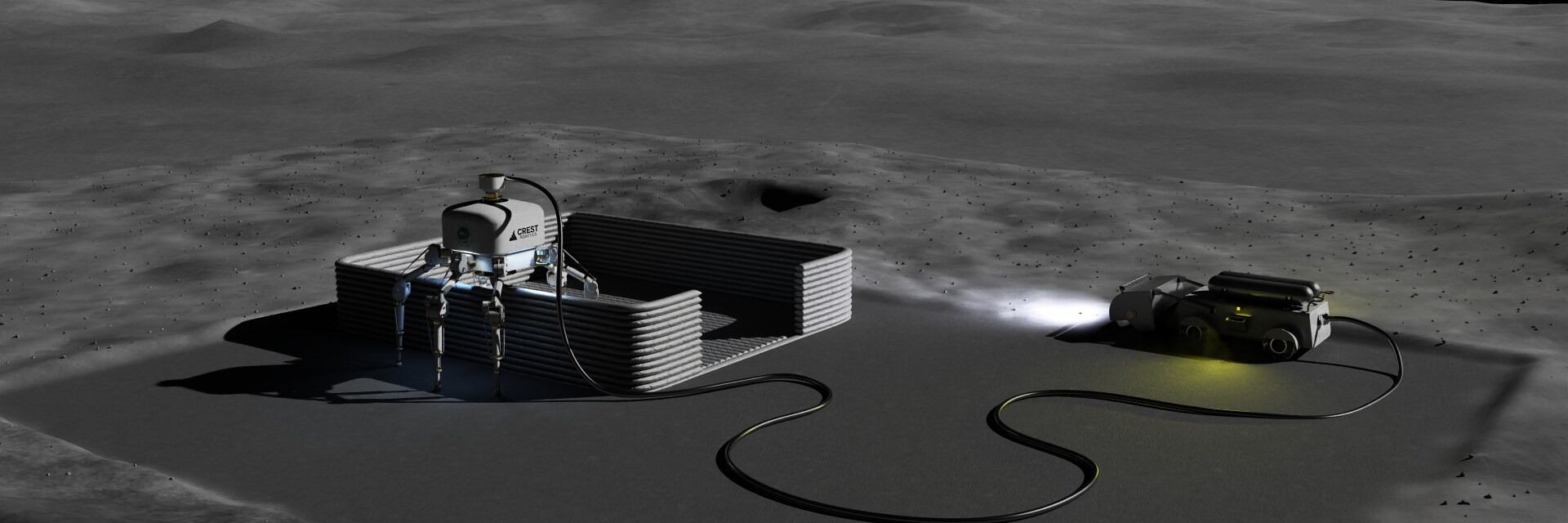 Una representación de “Charlotte” recolectando materiales en la Luna.