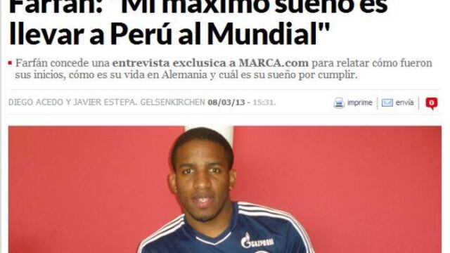 Diario "Marca" entrevistó a Farfán: "Contra Chile saldremos a ‘matar’"