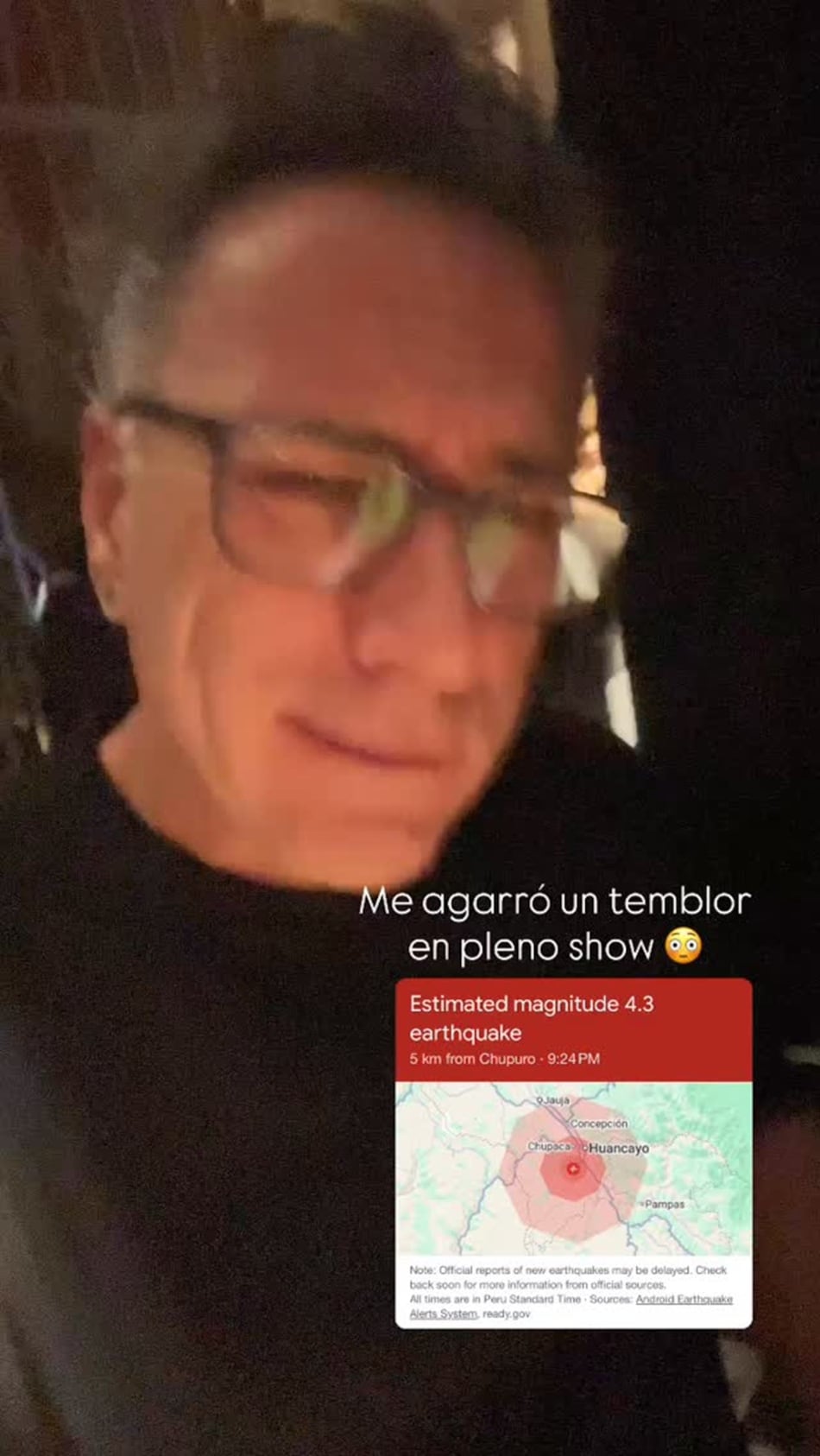 Carlos Galdós interrumpió su show en vivo durante fuerte sismo en Junín. (Foto: Instagram / @galdosoficial)