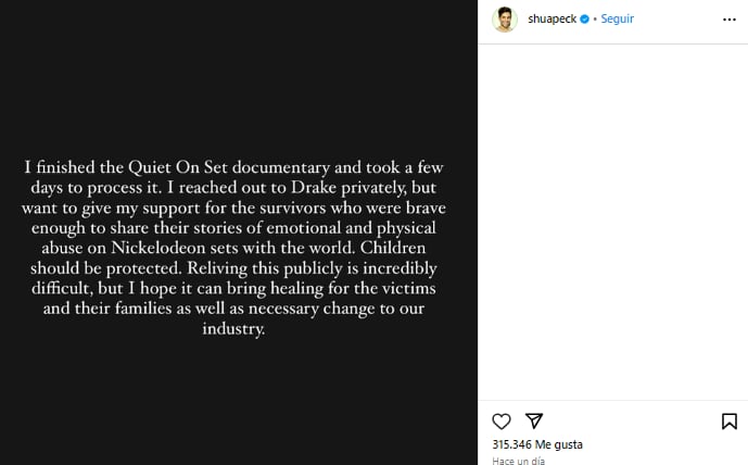 El actor reveló sentirse afectado por lo visto en el documental (Foto: Josh Peck / Instagram)