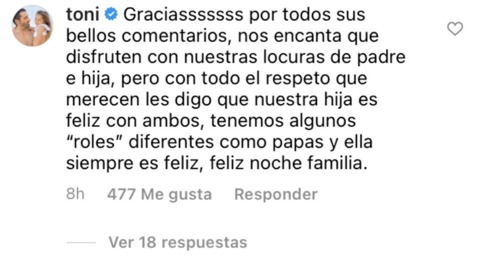 Toni Costa defendió a Adamari López y su rol de madre con Alaia. (Foto: Captura de Instagram)