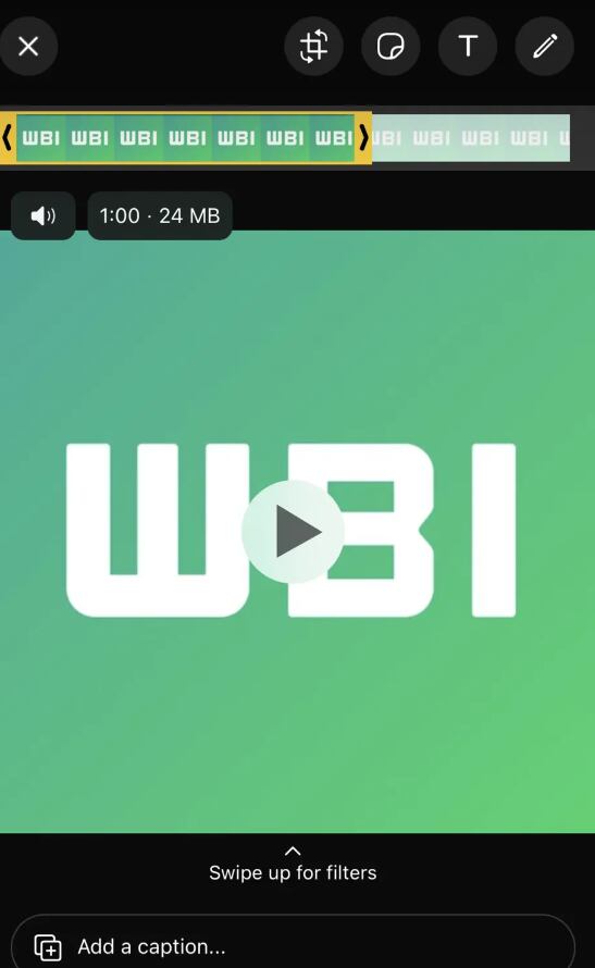 La barra de edición ya te permite publicar videos de 1 minuto. (Foto: WabetaInfo)