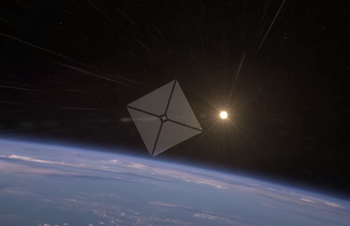 Ilustración del Advanced Composite Solar Sail System de la NASA, el nanosatélite que cambiaría los viajes espaciales.