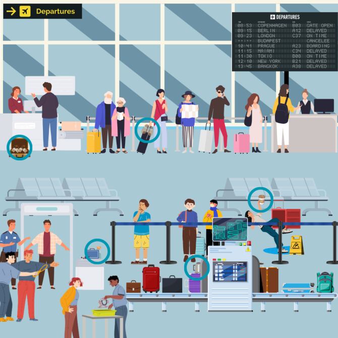 Las bolsitas de té, zapatillas, un producto de limpieza, café y una tetera estaban escondidos a simple vista.