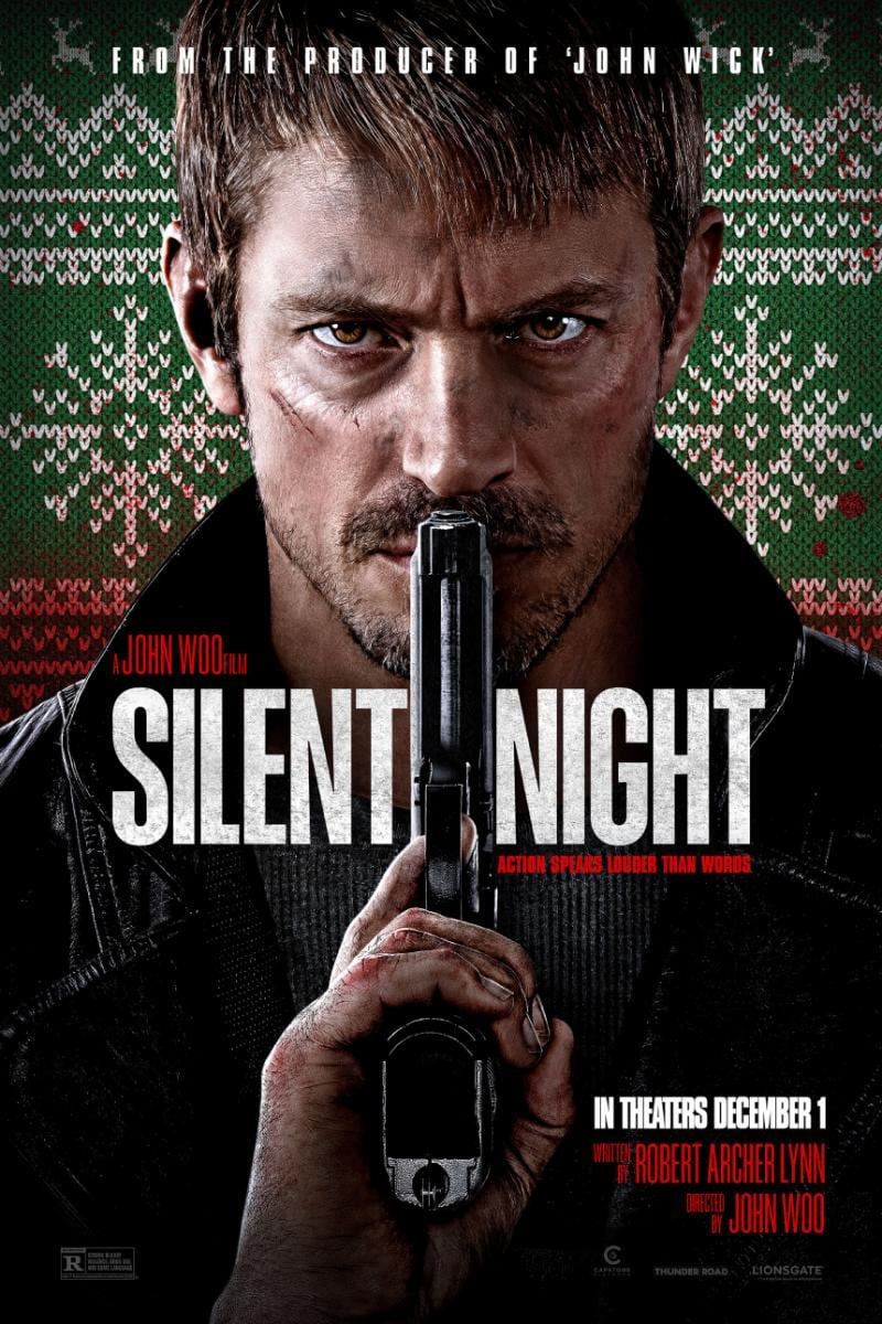 El actor sueco Joel Kinnaman es la figura principal del póster de “Silent Night”, película de acción del director John Woo (Foto: Lionsgate)
