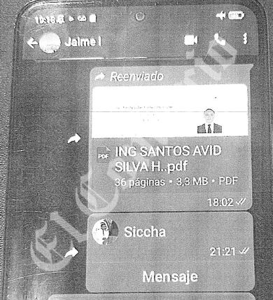 Hoja de vida de Santos Silva, documento reenviado por Jaime Jara.