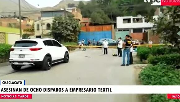 Un empresario textil fue asesinado de ocho balazos en Chaclacayo. (Foto: TV Perú Noticias)