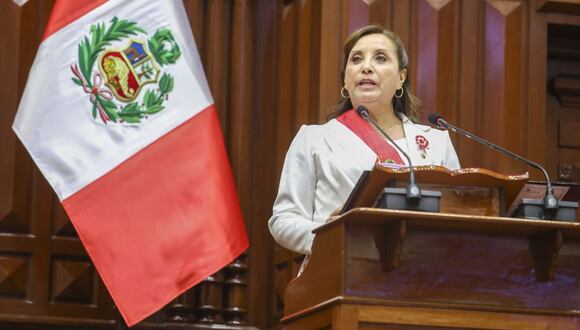 La presidenta Dina Boluarte ofreció su primer Mensaje a la Nación por Fiestas Patrias ante el Parlamento. (Foto: Presidencia Perú)