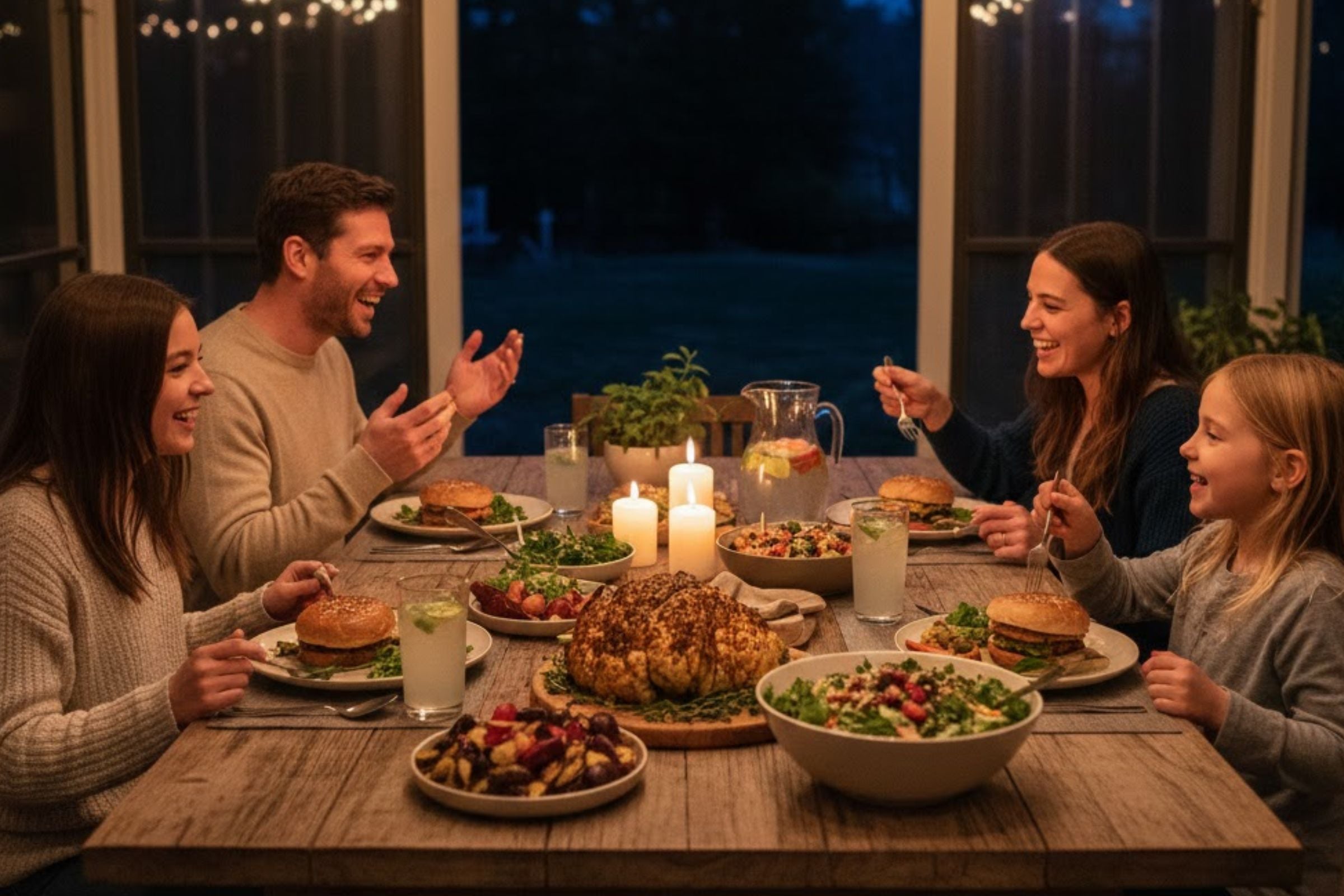 En los últimos años, se ha incrementado el porcentaje de familias que prefieren platos veganos durante el Thanksgiving, (Crédito: Imagen creada por El Comercio MAG usando la IA de 'Gemini')