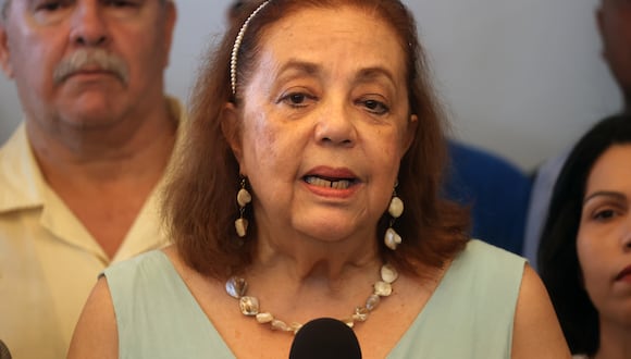 Corina Yoris, candidata presidencial por la Plataforma Unitaria Democrática (PUD), habla durante una rueda de prensa el 25 de marzo de 2024, en Caracas, Venezuela. (Foto de Miguel Gutiérrez / EFE)