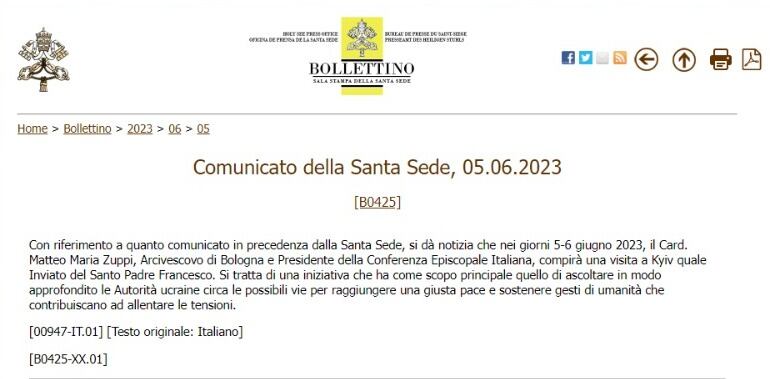 Comunicado del Vaticano. Foto: Captura press.vatican.va