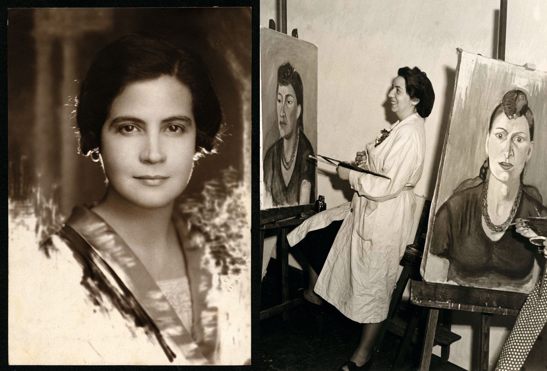 Elena Izcue (1889-1970) destacó especialmente por sus textiles y una obra fuertemente inspirada en motivos prehispánicos. Der.: Figura clave del arte peruano del siglo XX, Julia Codesido (1883-1979) también fue una importante representante del indigenismo. (Fotos: Museo de Arte de Lima. Fondo Elena Izcue / ENSABAP)