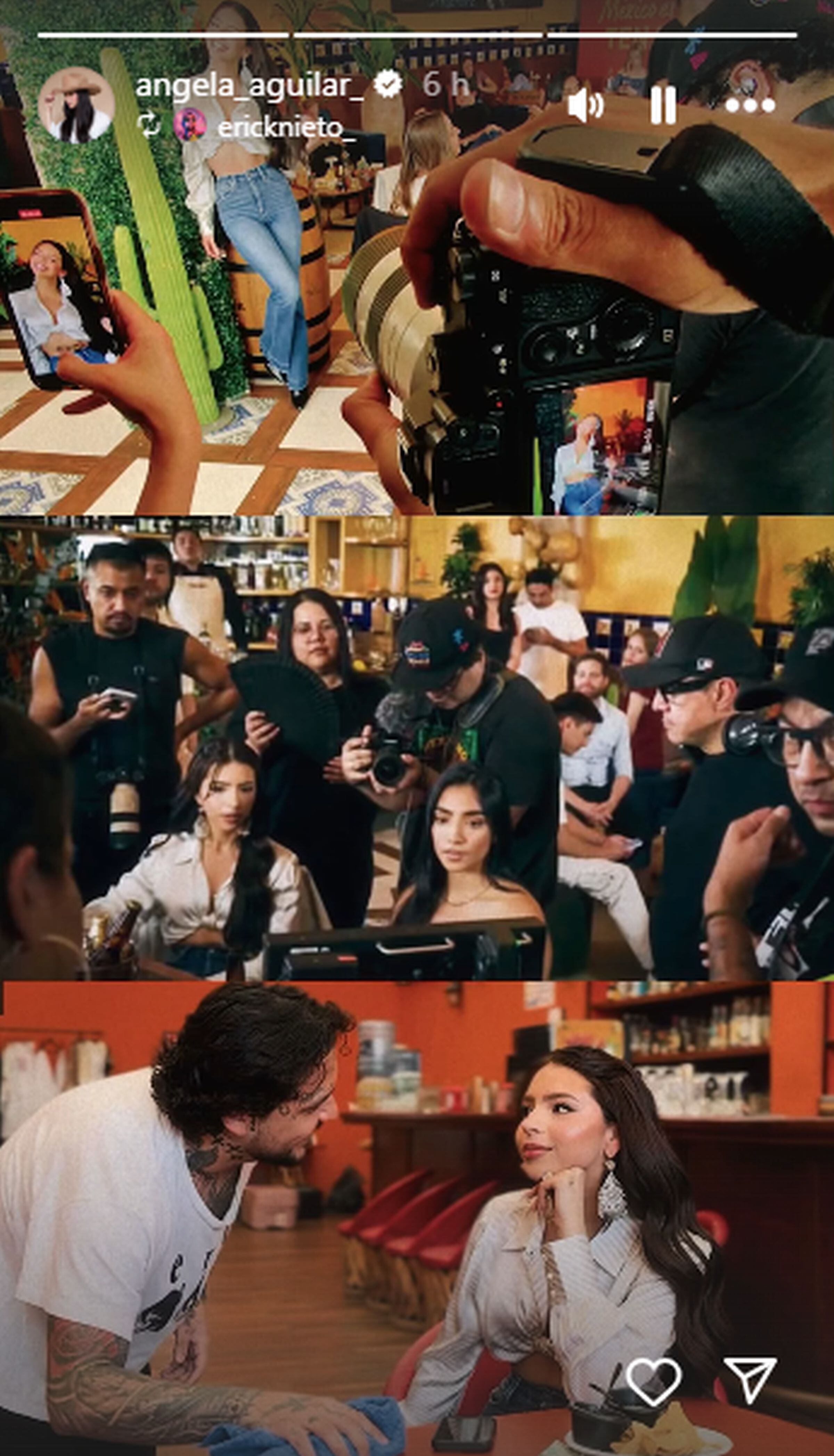 De acuerdo a un reciente repost de Ángela Aguilar en Instagram Stories, Christian Nodal estuvo en las grabaciones del video musical de ‘Nadie se va como llegó’. (Foto: @angela_aguilar_ / Instagram)