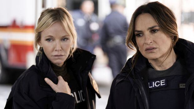 Kelli Giddish es Amanda Rollins y Mariska Hargitay es Olivia Benson en "La ley y el orden. Unidad de víctimas especiales".