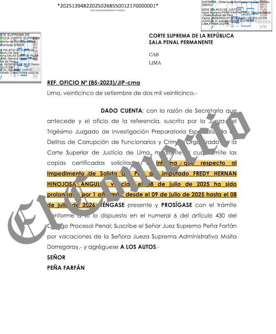 Freddy Hinojosa impedido de salir del país hasta julio del 2026.
