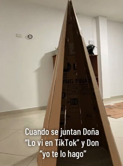 Andrea Tabares y su pareja, decidieron compartir su original idea para hacer un árbol de Navidad completamente diferente. (Foto: @andreac.tabares)