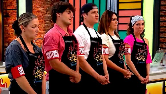 Saskia Bernaola, Gino Pesaressi y Fiorella Cayo pasaron a la noche de eliminación en "El gran chef: Famosos" | Foto: EGCF - YouTube (Captura de video)
