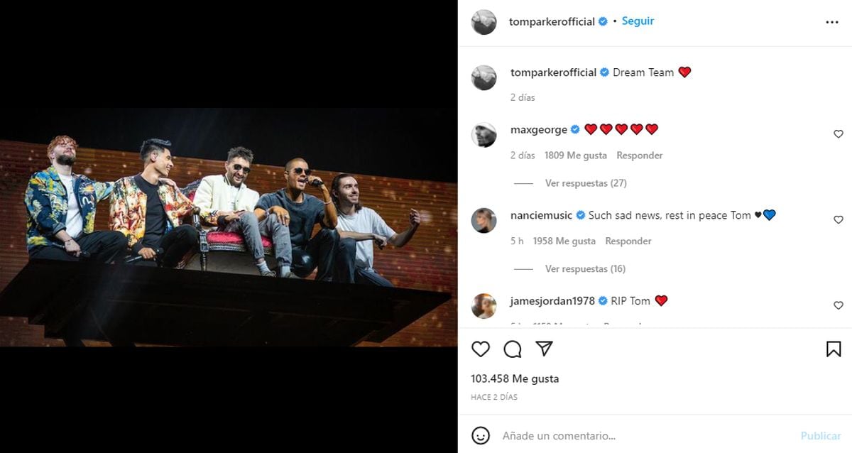 Tom Parker junto a sus compañeros de banda, que volvió a reencontrase y ofrecer conciertos (Foto: The Wanted Oficial / Instagram)