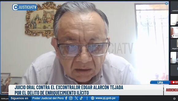 Edgar Alarcón participó en la audiencia de manera virtual con su abogado, Humberto Abanto. (Justicia TV)